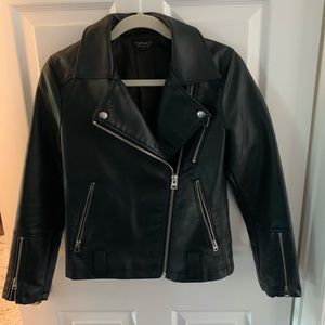 Faux leather biker jacket with zippers